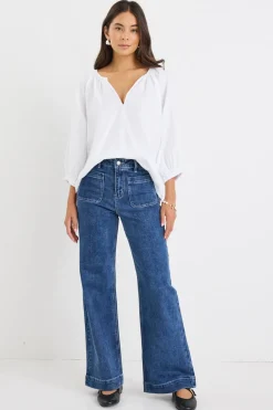 RE:UNION Label Revolutionary White Linen Relaxed LS Top