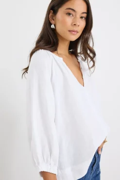 RE:UNION Label Revolutionary White Linen Relaxed LS Top