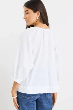 RE:UNION Label Revolutionary White Linen Relaxed LS Top