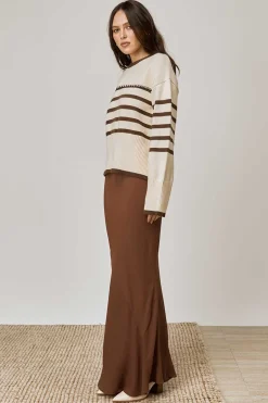 Mon Renn Rhythm Oatmeal Coffee Stripe Knit