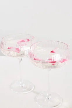 Home Lab Ribbed Blush Champagne Coupe Glass set4