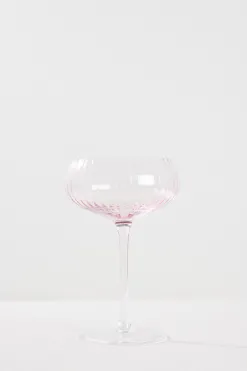 Home Lab Ribbed Blush Champagne Coupe Glass set4