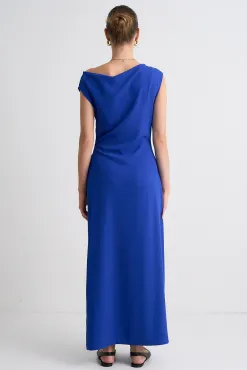 Georgia Mae Riches Cobalt Blue Off Shoulder Midi Dress