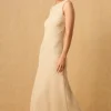 Mon Renn Ripple Neutral Stripe Sleeveless Maxi Dress