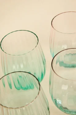 Willow u0026 Mae Ripple Pink Green Stemless Wine Glass