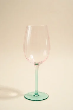 Willow u0026 Mae Ripple Pink Green Tall Wine Glass