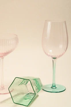 Willow u0026 Mae Ripple Pink Green Tall Wine Glass