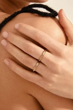 Pilgrim Rita Gold Beaten Double Ring