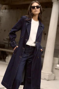 Among the Brave Rodeo Indigo Denim Trench Coat