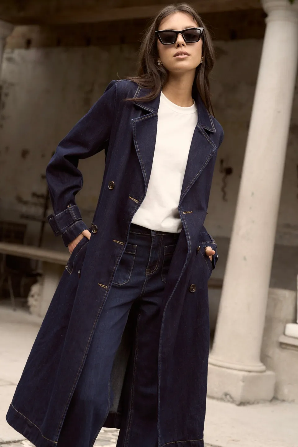 Among the Brave Rodeo Indigo Denim Trench Coat