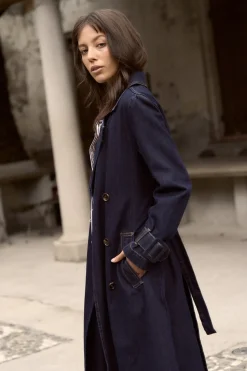 Among the Brave Rodeo Indigo Denim Trench Coat