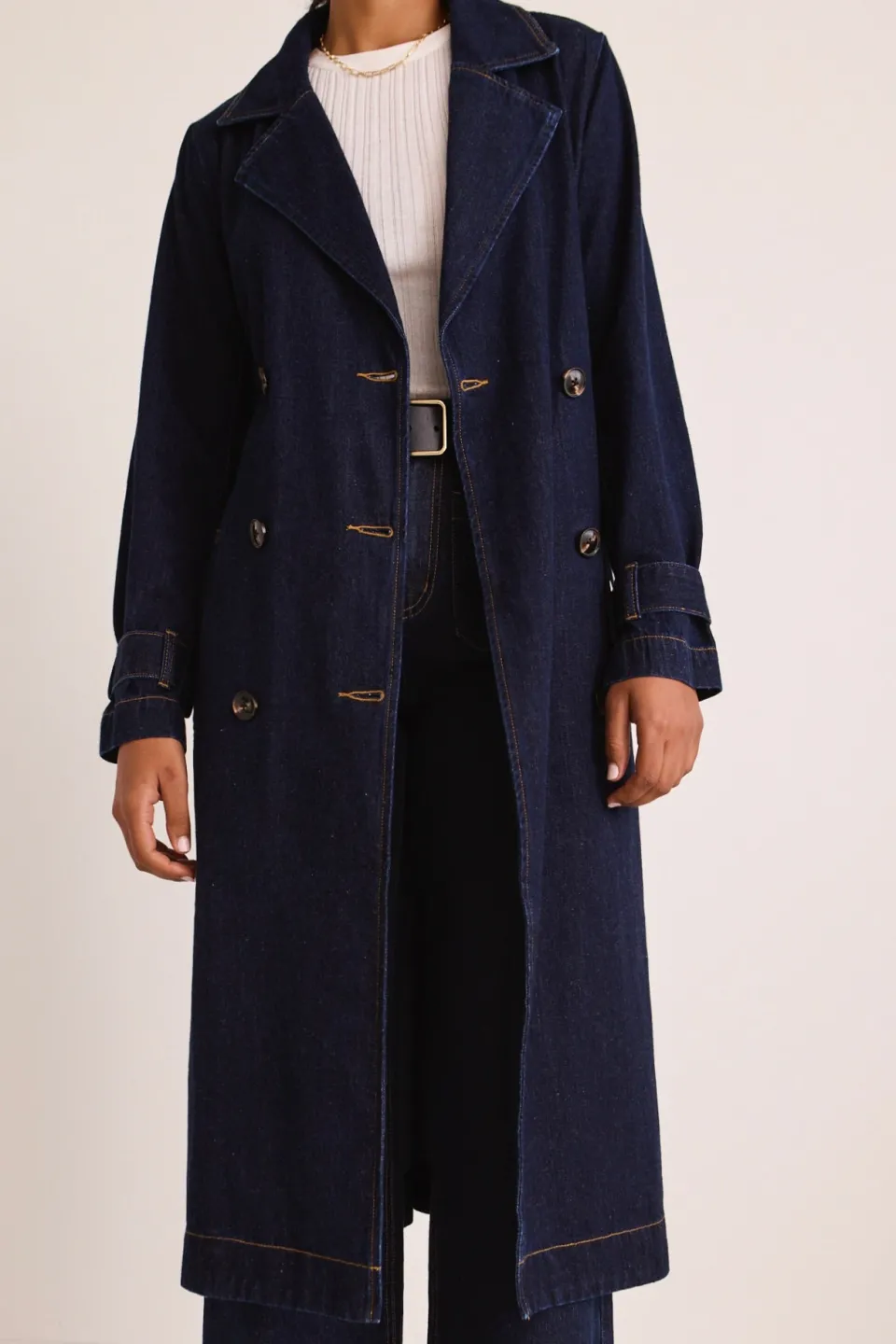 Among the Brave Rodeo Indigo Denim Trench Coat