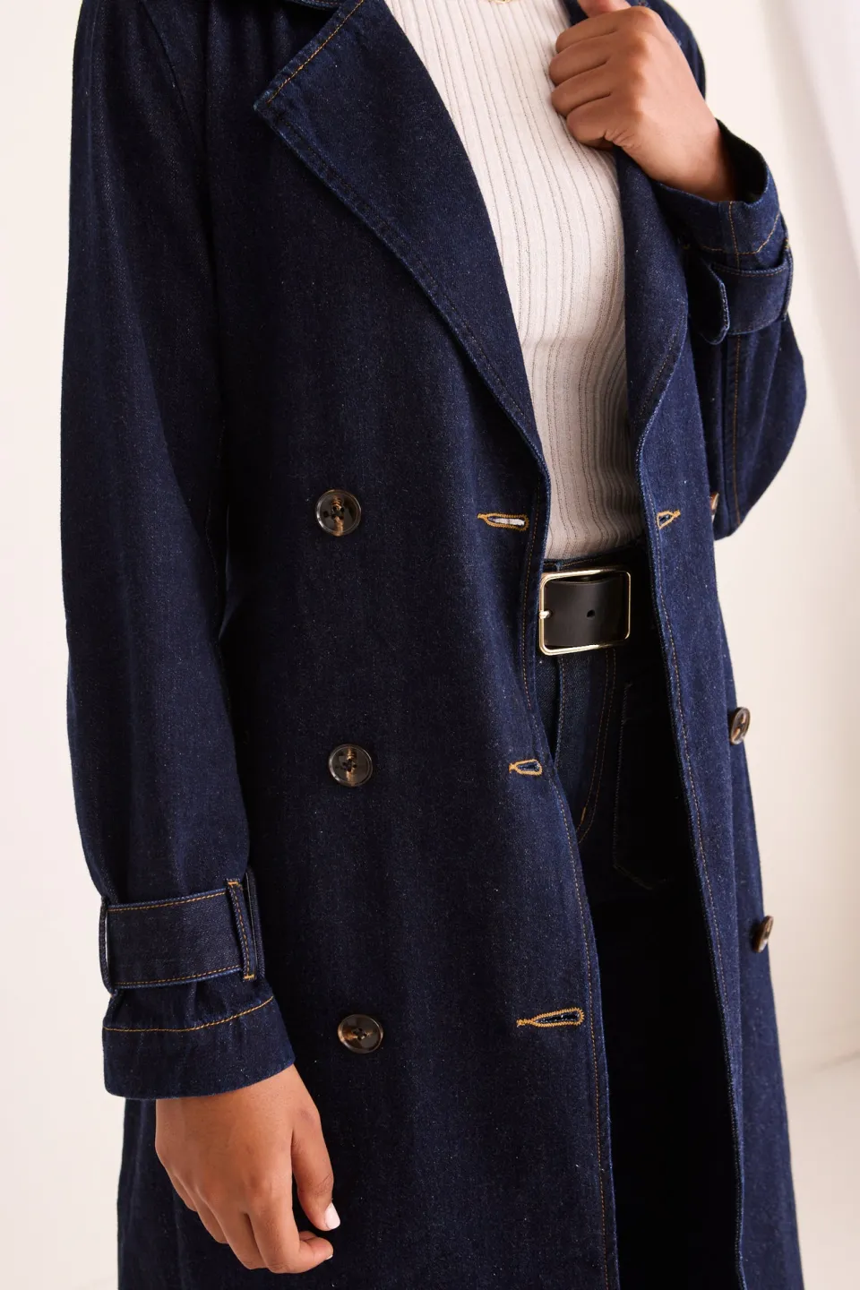 Among the Brave Rodeo Indigo Denim Trench Coat