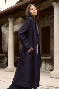 Among the Brave Rodeo Indigo Denim Trench Coat