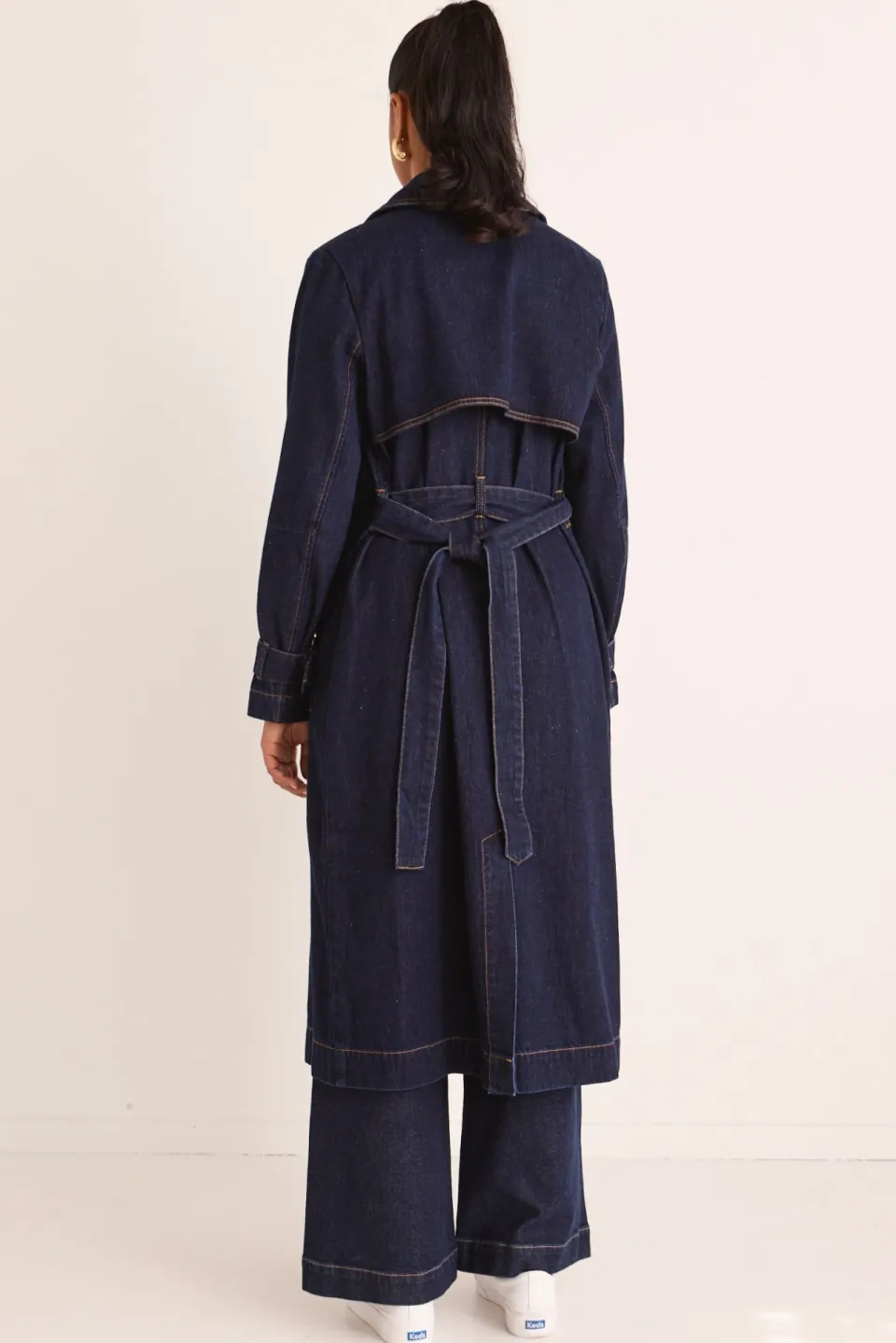 Among the Brave Rodeo Indigo Denim Trench Coat