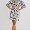 Georgia Mae Roller Floral Silhouette LS Cut Out Mini Dress