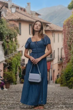 Stories be Told Roma Mid Blue SS Poet Midi Dress