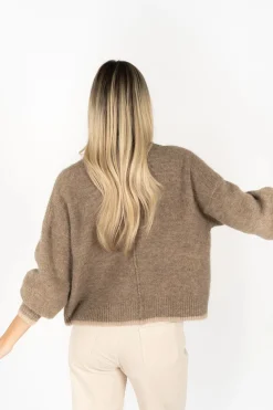 Humidity Lifestyle Romi Hazelnut Wool Blend Border Cardi
