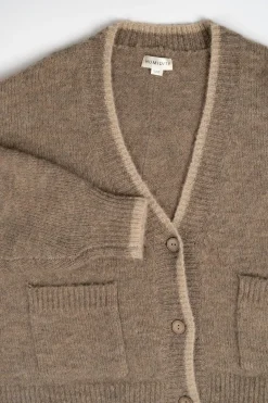 Humidity Lifestyle Romi Hazelnut Wool Blend Border Cardi