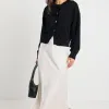 Ivy + Jack Rosette Pearl Satin Bias Midi Skirt