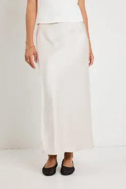 Ivy + Jack Rosette Pearl Satin Bias Midi Skirt
