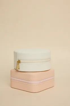 Humble + Heart Round White Jewellery Travel Case