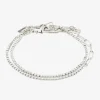 Pilgrim Rowan Crystal Silver Plated EOL 2 in 1 Bracelet