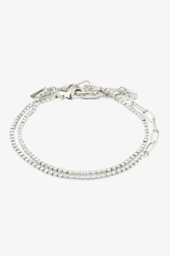 Pilgrim Rowan Crystal Silver Plated EOL 2 in 1 Bracelet