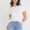 Humble + Heart Roxy Rolled Sleeve White Crop Organic Tee