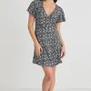 Stories be Told Royals Black Ditsy Ss Wrap Mini Dress
