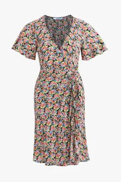 Stories be Told Royals Black Garden SS Wrap Mini Dress
