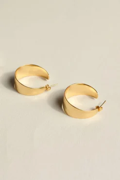 Brie Leon Sabana Gold Wide Stud Hoop EOL Earrings