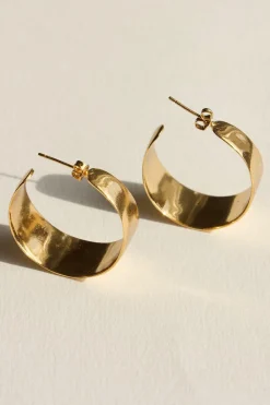 Brie Leon Sabana Gold Wide Stud Hoop EOL Earrings