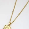 Love Lunamei Sacral 18k Gold Plate EOL Square Charm Lotus Necklace