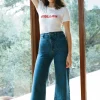 Rollas Sailor Ashley Blue Front Pocket Long Denim Jean