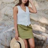 RE:UNION Label Saintly Pickle Linen Mini Skirt