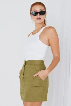 RE:UNION Label Saintly Pickle Linen Mini Skirt