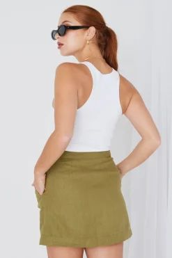 RE:UNION Label Saintly Pickle Linen Mini Skirt