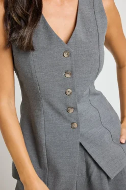 Stories be Told Scenic Charcoal Fitted Longline Vest