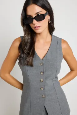 Stories be Told Scenic Charcoal Fitted Longline Vest