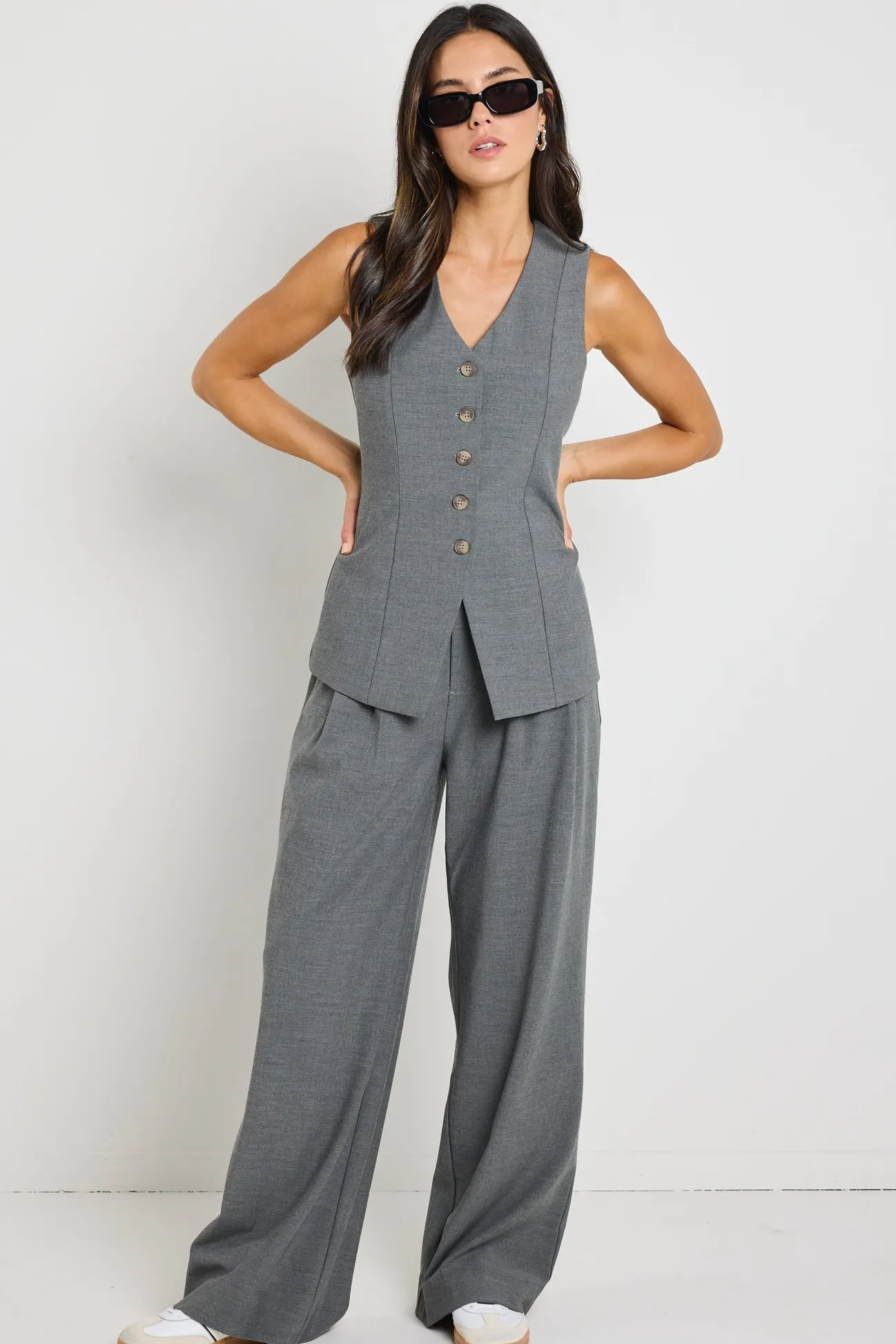Stories be Told Scenic Charcoal Fitted Longline Vest