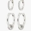 Pilgrim Scottie Silver Crystal Hoop Earring Set