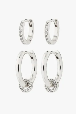 Pilgrim Scottie Silver Crystal Hoop Earring Set