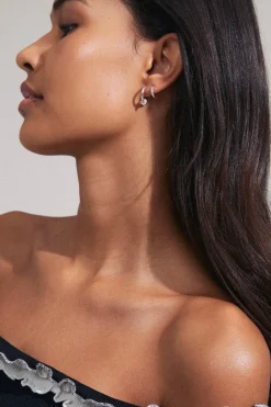 Pilgrim Scottie Silver Crystal Hoop Earring Set