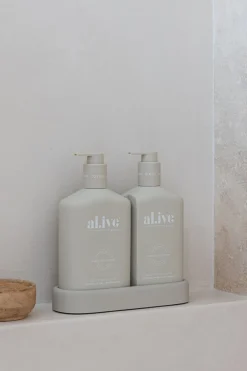 Alive Body Sea Cotton & Coconut 500ml Hand & Body Wash + Lotion Stone Duo Tray