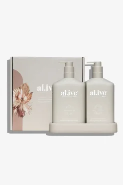 Alive Body Sea Cotton & Coconut 500ml Hand & Body Wash + Lotion Stone Duo Tray