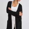 Among the Brave Secure Black Longline Knit Cardigan with Pockets