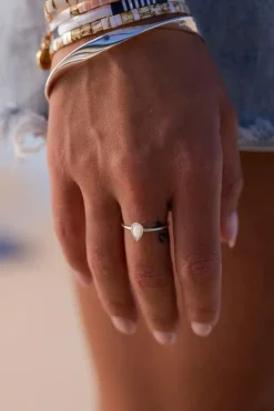 Love Lunamei Selene Mother Of Pearl Teardrop EOL Sterling Silver Plate Medium Ring