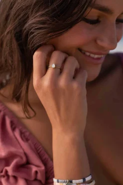 Love Lunamei Selene Mother Of Pearl Teardrop 18k Gold Plate Medium Ring
