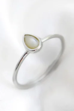 Love Lunamei Selene Mother Of Pearl Teardrop EOL Sterling Silver Plate Medium Ring